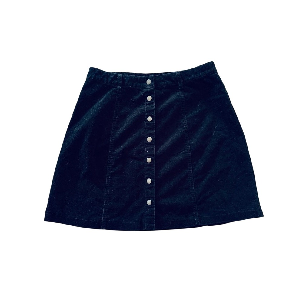 Forever 21 Black Corduroy Button Front Mini Skirt Size Medium